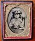 Little Girl In Summer Hat 1/9 Plate Tintype In Case Civil War Era 1860s Sick