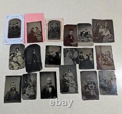 Lot 18 Antique TINTYPE Photos Civil War 1890 Women Men Children Victorian