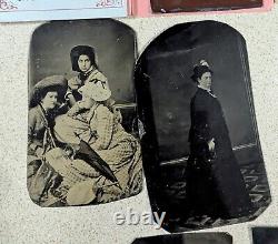Lot 18 Antique TINTYPE Photos Civil War 1890 Women Men Children Victorian