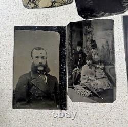 Lot 18 Antique TINTYPE Photos Civil War 1890 Women Men Children Victorian