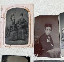 Lot 18 Antique TINTYPE Photos Civil War 1890 Women Men Children Victorian