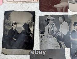Lot 18 Antique TINTYPE Photos Civil War 1890 Women Men Children Victorian