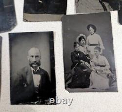 Lot 18 Antique TINTYPE Photos Civil War 1890 Women Men Children Victorian