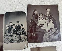 Lot 18 Antique TINTYPE Photos Civil War 1890 Women Men Children Victorian