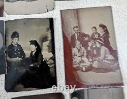 Lot 18 Antique TINTYPE Photos Civil War 1890 Women Men Children Victorian