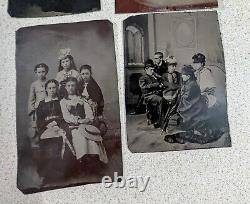 Lot 18 Antique TINTYPE Photos Civil War 1890 Women Men Children Victorian