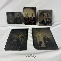 Lot Of 5 Antique Tintype Photographs Probably Civil War Era