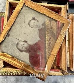 Lot Of Antique Photo & Parts Civil War Stamp Hidden Mother Ambrotype Tintype