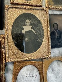 Lot Of Antique Photo & Parts Civil War Stamp Hidden Mother Ambrotype Tintype