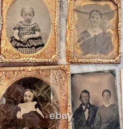 Lot Of Antique Photo & Parts Civil War Stamp Hidden Mother Ambrotype Tintype
