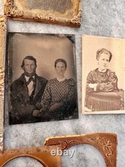Lot Of Antique Photo & Parts Civil War Stamp Hidden Mother Ambrotype Tintype