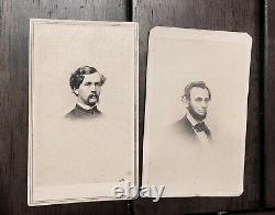 Lot of 2 1860s CDVs Abraham Lincoln & Civil War Soldier