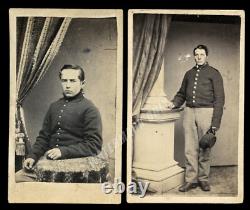 Lot of 2 CDV Photo Civil War Soldier Prob Brothers 1860s New York Photographers