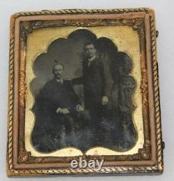 Lot of 4 Civil War-era Late 1800s Plate Tintype Photographs, One with Period Frame