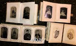 Lot of 4 civil war & later albums 168 total antique photos tintypes cdvs (SA6)