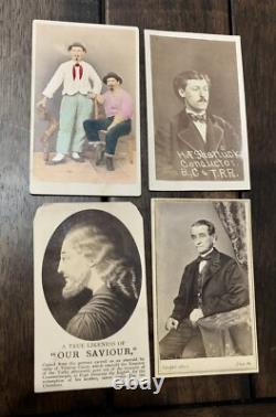 Lot of CDV Photos Men Tinted Railroad Occupational ID'd & Civil War Tax Stamp