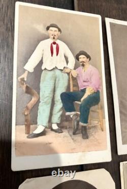 Lot of CDV Photos Men Tinted Railroad Occupational ID'd & Civil War Tax Stamp