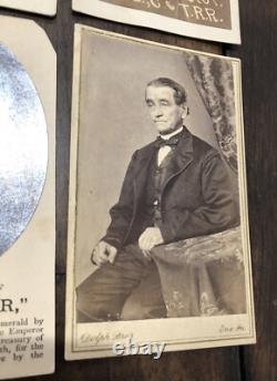 Lot of CDV Photos Men Tinted Railroad Occupational ID'd & Civil War Tax Stamp