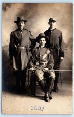 Men Civil War Uniforms Pistol Sword Real Photo Postcard Circa 1910