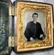 Miniature 1/16th Plate Tintype Of Civil War Soldier In Hard Case 1850s Photo