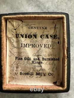 Miniature 1/16th Plate Tintype of Civil War Soldier in Hard Case 1850s Photo