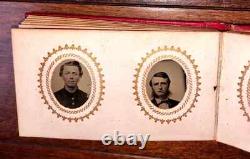 Miniature Photo Album 38 Gem Tintypes Albumen Queen Victoria Civil War Soldiers