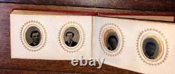 Miniature Photo Album 38 Gem Tintypes Albumen Queen Victoria Civil War Soldiers