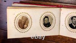 Miniature Photo Album 38 Gem Tintypes Albumen Queen Victoria Civil War Soldiers