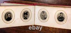 Miniature Photo Album 38 Gem Tintypes Albumen Queen Victoria Civil War Soldiers