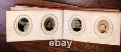 Miniature Photo Album 38 Gem Tintypes Albumen Queen Victoria Civil War Soldiers