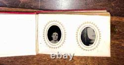 Miniature Photo Album 38 Gem Tintypes Albumen Queen Victoria Civil War Soldiers