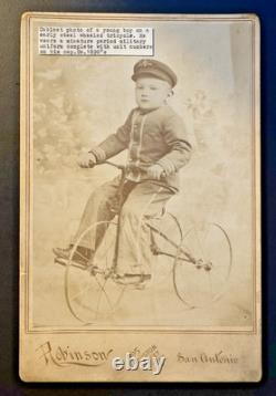 My CollectionAmazing Cabinet Card Photo Boy Military Civil War Outfit Tricycle
