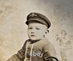 My CollectionAmazing Cabinet Card Photo Boy Military Civil War Outfit Tricycle
