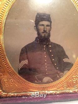 Named Union Civil War Sergeant 1/6 Plate Ambrotype Full Case No Reserve