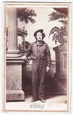 Naval CDV photograph-MEMPHIS, American Civil War era sailor in uniform-tax stamp