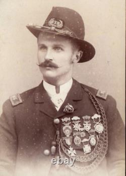 New York Guard Army Soldier Badges Medals Uniform Cabinet Card Photograph