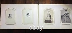 Nice Leather & Brass 1860s Photo Album w' Civil War Tax Stamps Boston CDV