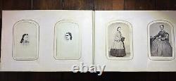 Nice Leather & Brass 1860s Photo Album w' Civil War Tax Stamps Boston CDV