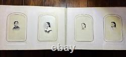 Nice Leather & Brass 1860s Photo Album w' Civil War Tax Stamps Boston CDV