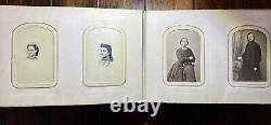 Nice Leather & Brass 1860s Photo Album w' Civil War Tax Stamps Boston CDV