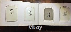 Nice Leather & Brass 1860s Photo Album w' Civil War Tax Stamps Boston CDV