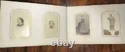 Nice Leather & Brass 1860s Photo Album w' Civil War Tax Stamps Boston CDV