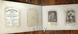 Nice Leather & Brass 1860s Photo Album w' Civil War Tax Stamps Boston CDV