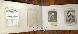 Nice Leather & Brass 1860s Photo Album w' Civil War Tax Stamps Boston CDV