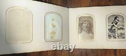 Nice Leather & Brass 1860s Photo Album w' Civil War Tax Stamps Boston CDV