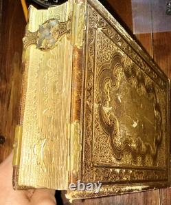 Nice Leather & Brass 1860s Photo Album w' Civil War Tax Stamps Boston CDV