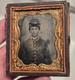 Ninth Plate Ambrotype Young Civil War Confederate Soldier With Hat Brass