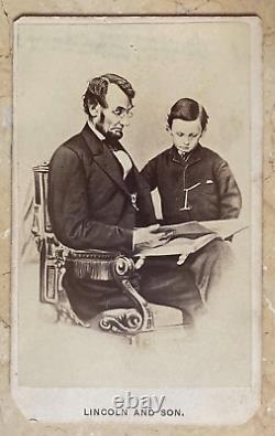 ORIGINAL! CIVIL WAR ABRAHAM LINCOLN READING TO SON TAD CDV PHOTOGRAPH c1864