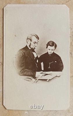 ORIGINAL! CIVIL WAR ABRAHAM LINCOLN READING TO SON TAD CDV PHOTOGRAPH c1864