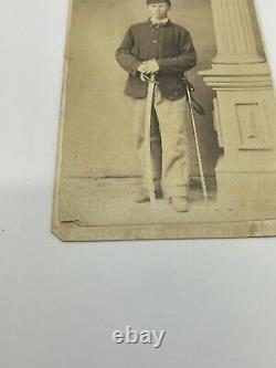ORIGINAL CIVIL WAR CDV PHOTO New Jersey CAVALRY SOLDIER With Sword Saber